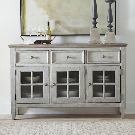 Transitional Two-Toned Server with Adjustable Shelves